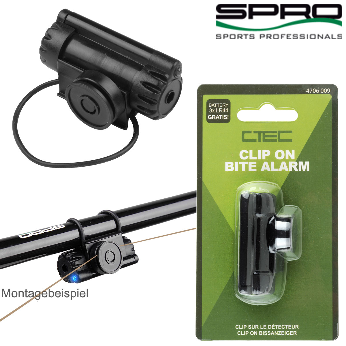SPRO | C-TEC Clip On Bite Alarm | elektronischer Bissanzeiger inkl. Batterie